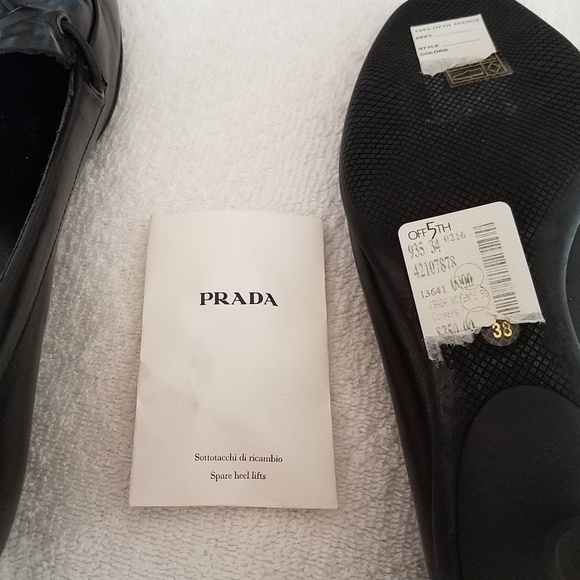 Prada Black Pointy Toe Flats with front toggle decoration $395 Original NWT NEW - Picture 7 of 7
